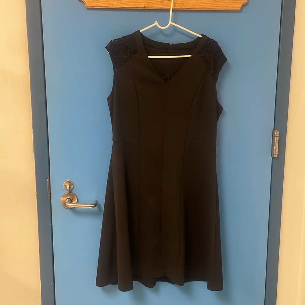 Dress Barn black A line dress with lace back Size 16